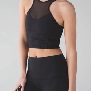 LULULEMON Black Mesh Racer Front Crop Top